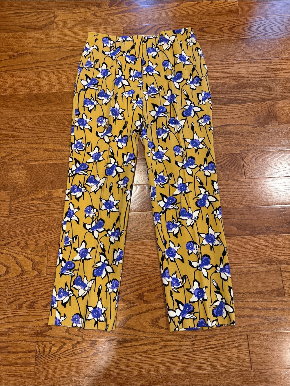 Miu Miu Floral Print Pants - Mustard & Blue